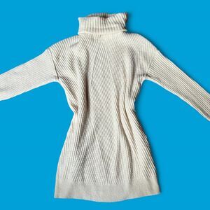 Dreamers Cream Ribbed Turtleneck Midi Sweater Dress. Size M.